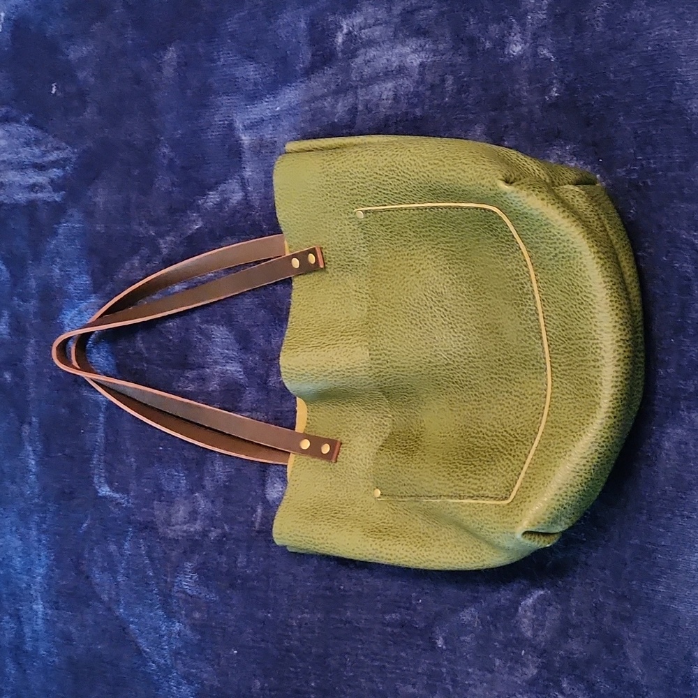 Portland Leather Goods tote in rare avocado green